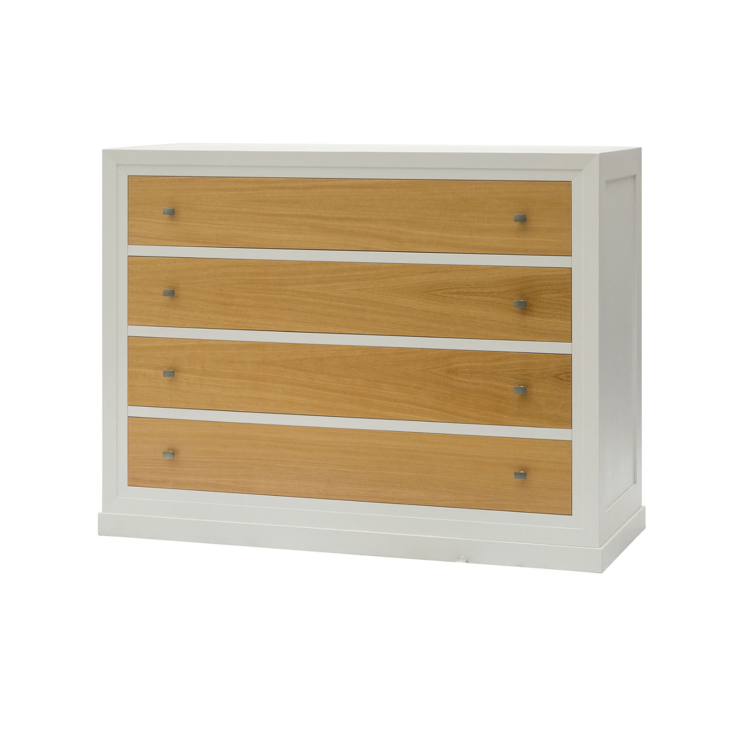 Comò Moderno In Legno Laccato Bianco E Naturale Con 4 Cassetti (disponibile anche in altri colori)