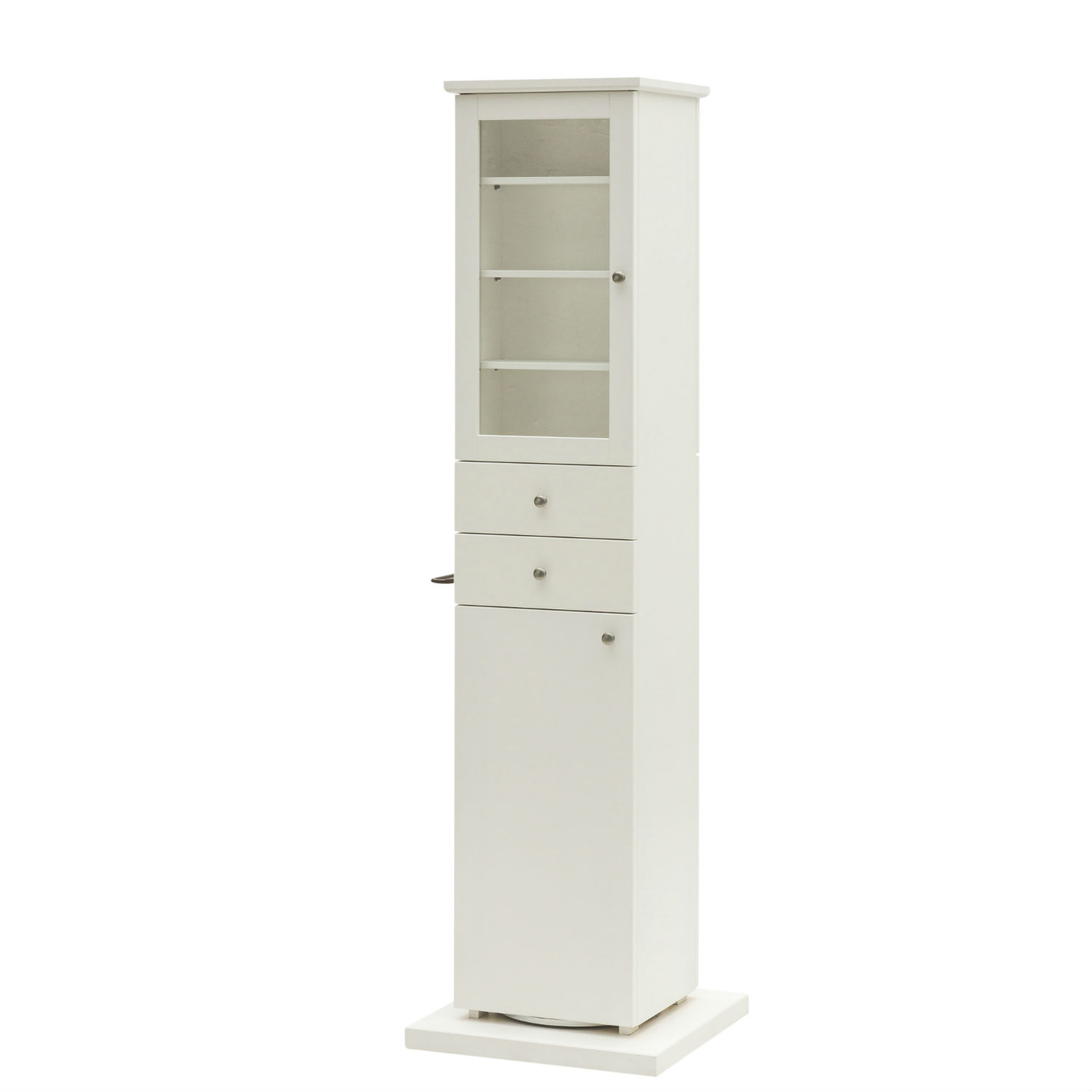 Mobile Moderno A Colonna Girevole Shabby Chic In Legno Colore Bianco Laccato Con 2 Ante E 2 Cassetti (disponibile anche in altri colori)