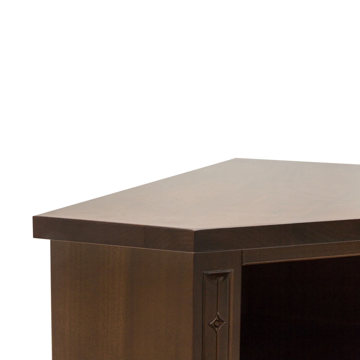 Mobile ad angolo porta tv in legno color noce a due ante