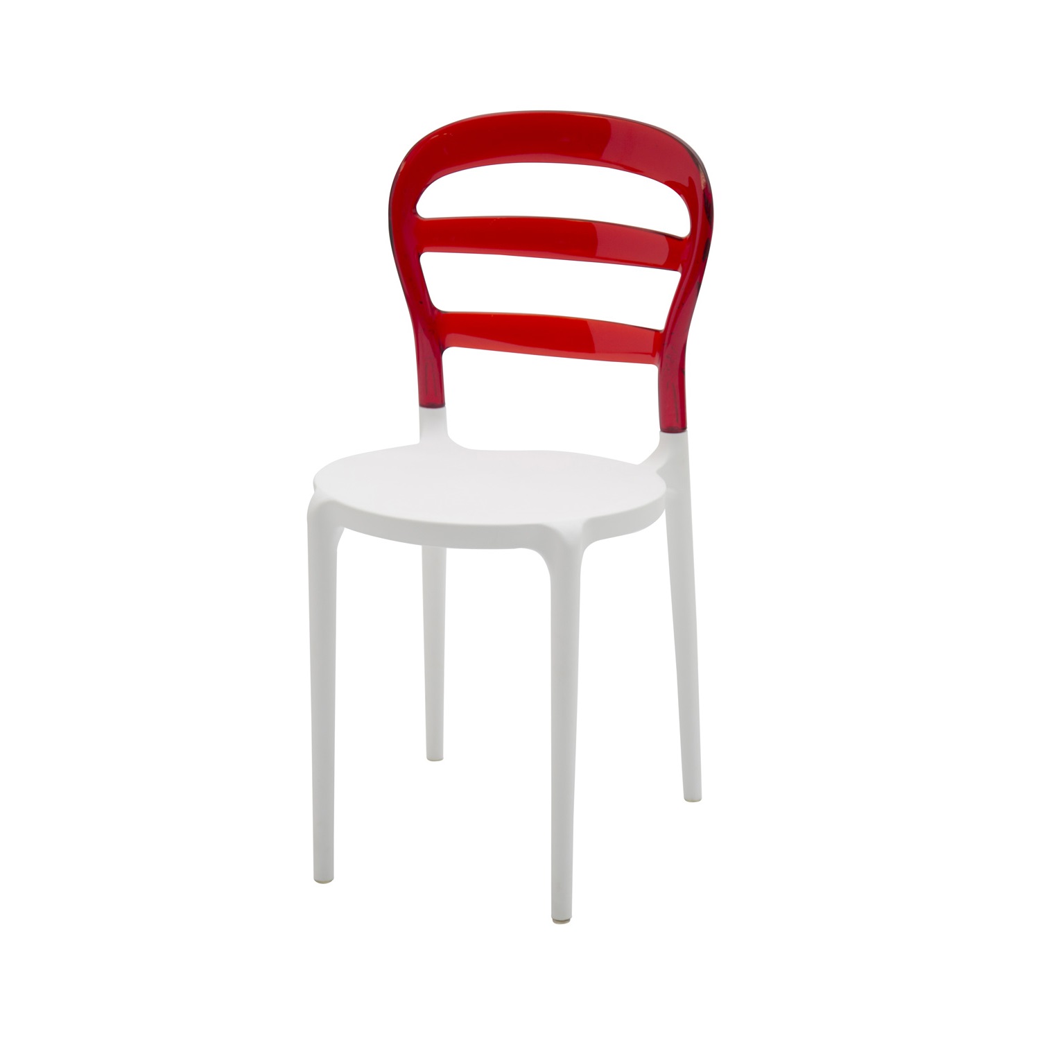 Sedia in Plastica Bianca con Schienale Trasparente Rosso 4 Pezzi Sedia in Plastica Bianca con Schienale Trasparente Rosso 4 Pezzi