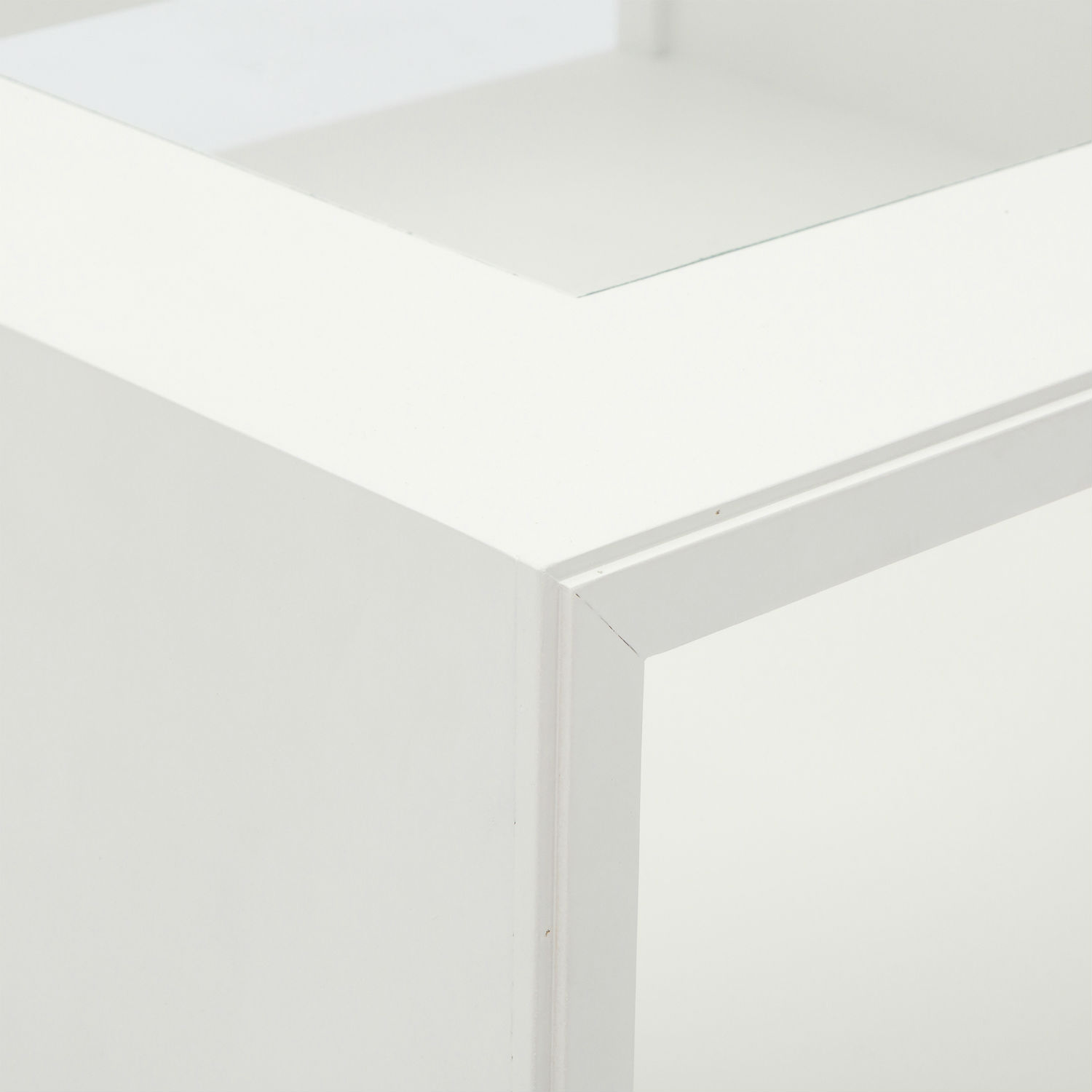 Tavolino Moderno Quadrato Basso Da Soggiorno In Legno Bianco Con Vetro